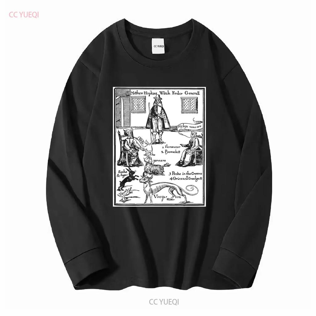Matthew Hopkins Generální lovec čarodějnic Tričko Okultismus Čarodějnictví pentagram gotický dlouhý nebo krátký rukáv vintage Prané Strečové