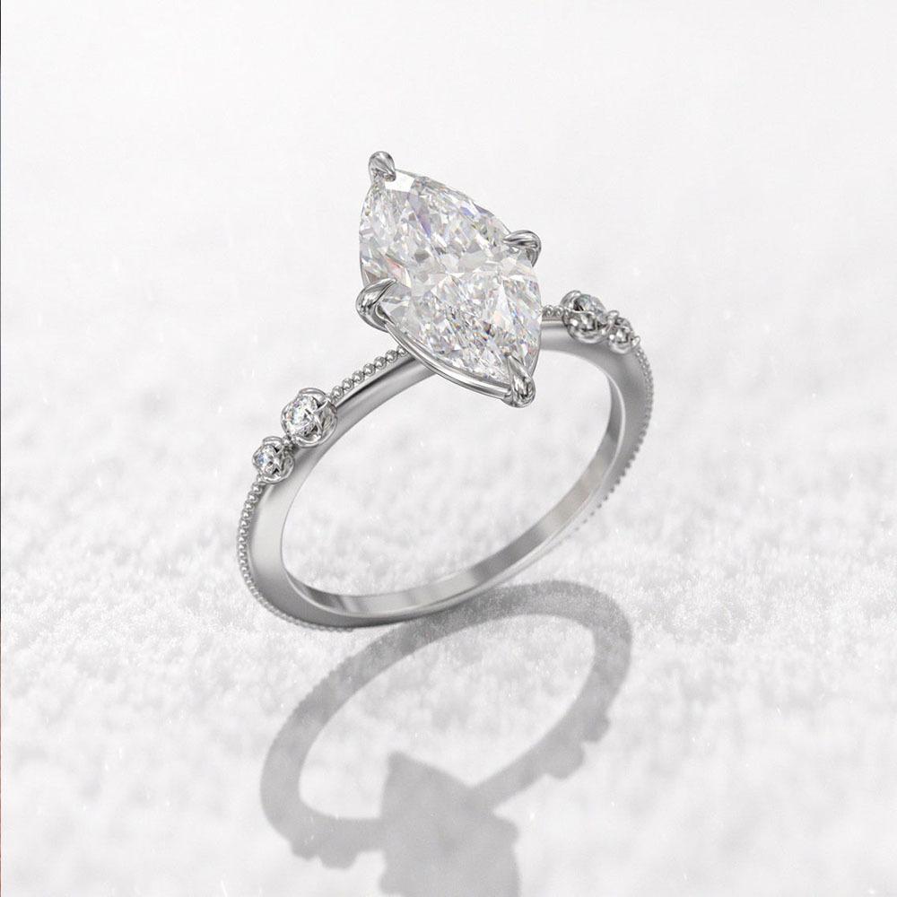 Jewelry, Classic Four-Claw Hand Inlaid Horse Eye Zircon Ring Valentine'S Day Gift For Women'S Qixi Festival