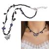 Fashion Metal Dragonflies Pendant Necklace Y2K Black Beads Chain Statement Choker Necklace for Women Club Punk Jewelry