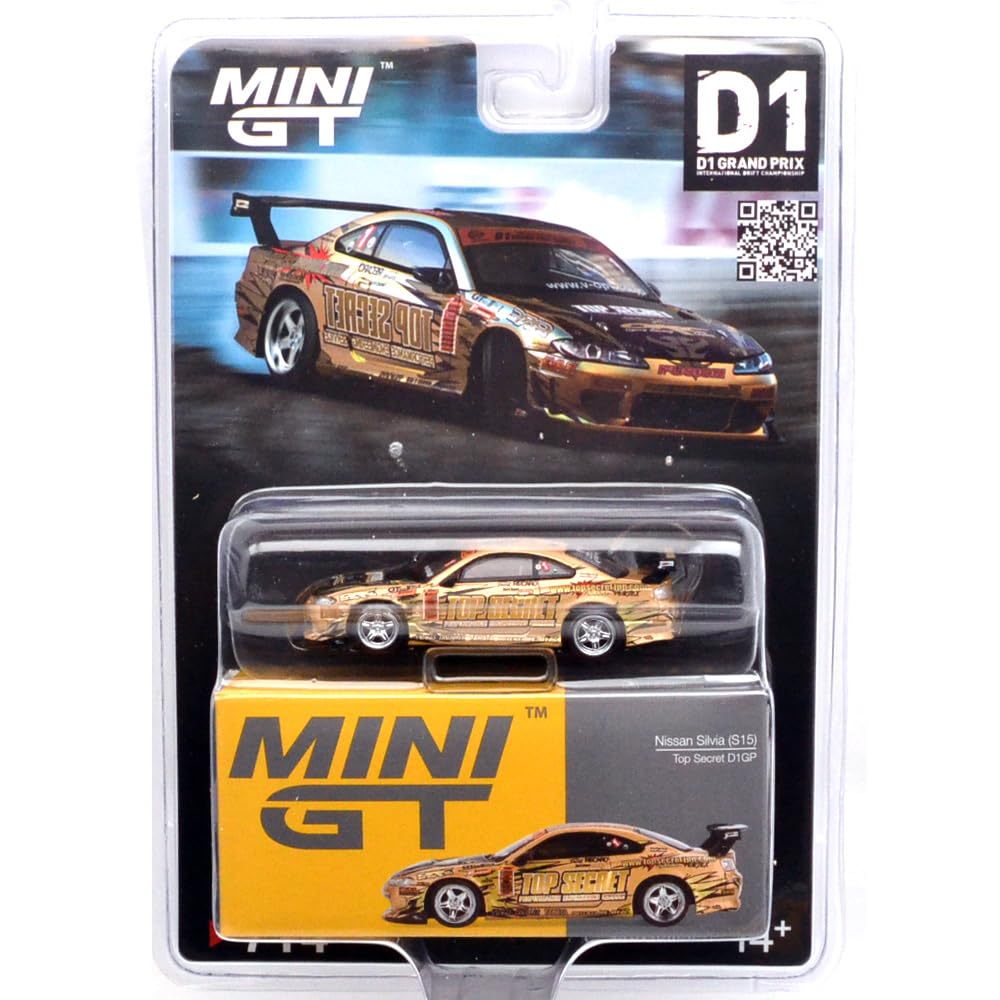 MINI GT Масштаб 1:64 MiJo TOYS - Nissan Silvia (С15) Совершенно секретно D1 GP - ЗОЛОТО синий