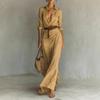 Women's Fashion Autumn Winter Solid Color Print Long Sleeve Casual Dresses