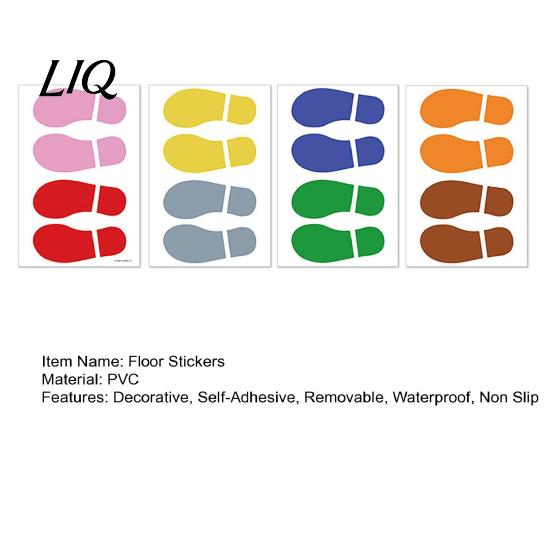 Early Education Floor Stickers 4 Sheets 8 Pairs Kids Shoes Decals, Colorful Footprint Adhesive Waterproof Stairway Directional PVC Step for Classroom