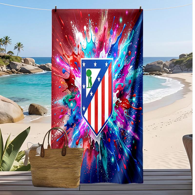 Πετσέτα Παραλίας Atletico Madrid Εκτυπωμένη Γρήγορου Στεγνώματος Μαλακή Πετσέτα Φορητή Μεγάλη Ορθογώνια Κουβέρτα Παραλίας για Ταξίδι Πισίνα