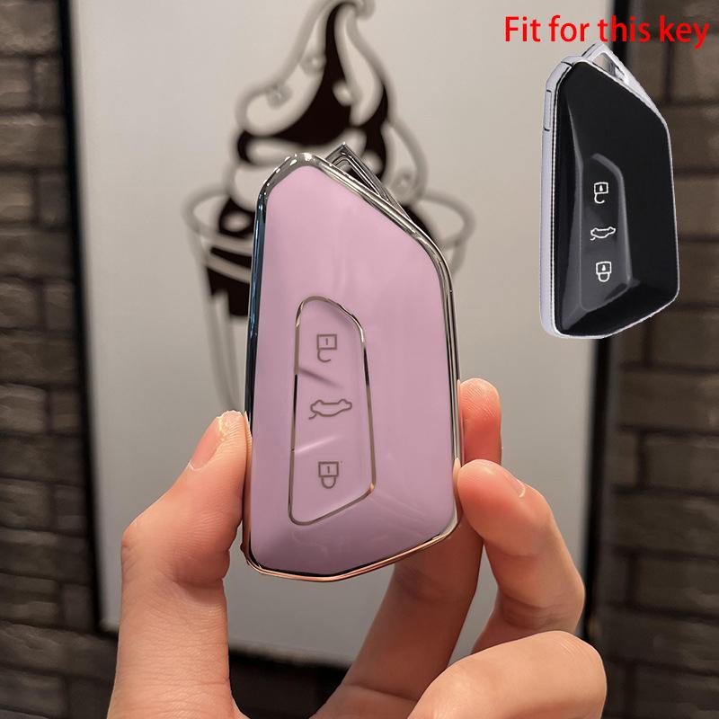 

Новий TPU автомобільний пульт дистанційного ключа Чохол Shell Fob для VW Volkswagen Golf 8 2020 Skoda Octavia A8 2021 SEAT Leon MK4 аксесуари Key case фіолетовий