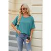 Letní novinka Dámské jednobarevné tričko s kulatým výstřihem Volné Tričko s krátkým rukávem