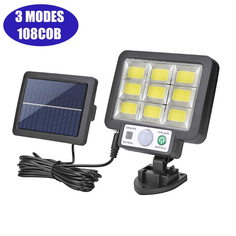 56LED/72/108/117COB Solar Split Wall Lamp 3-mode Outdoor Waterproof Motion Sensor Garden Emergency Street Lamp Remote Control Wall Lamp