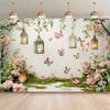 2D Enchanted Garden Hanging Lamp Pink Flower Butterfly Backdrop Bridal Photo Booth Background