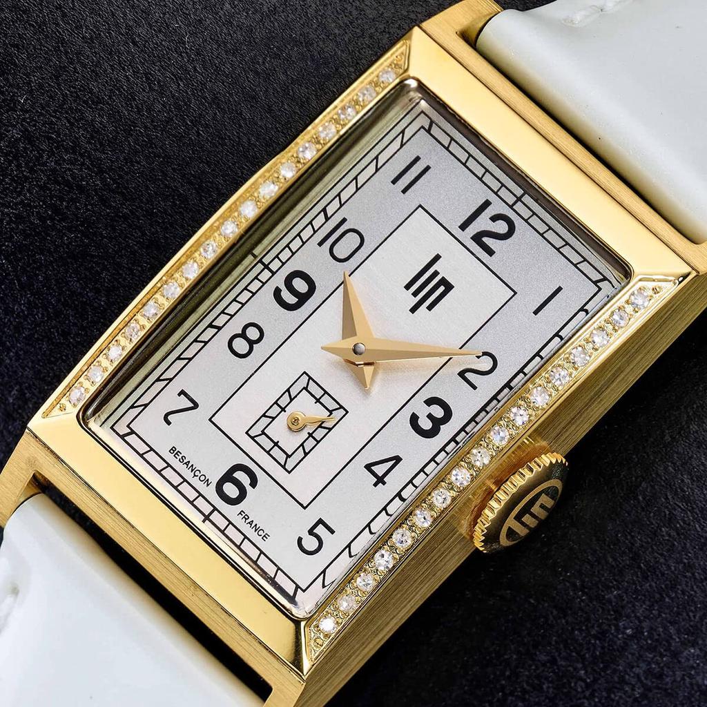 LIP T18 Churchill Diamant Gold Weißes Leder Armbanduhr 671442 Herren Unisex