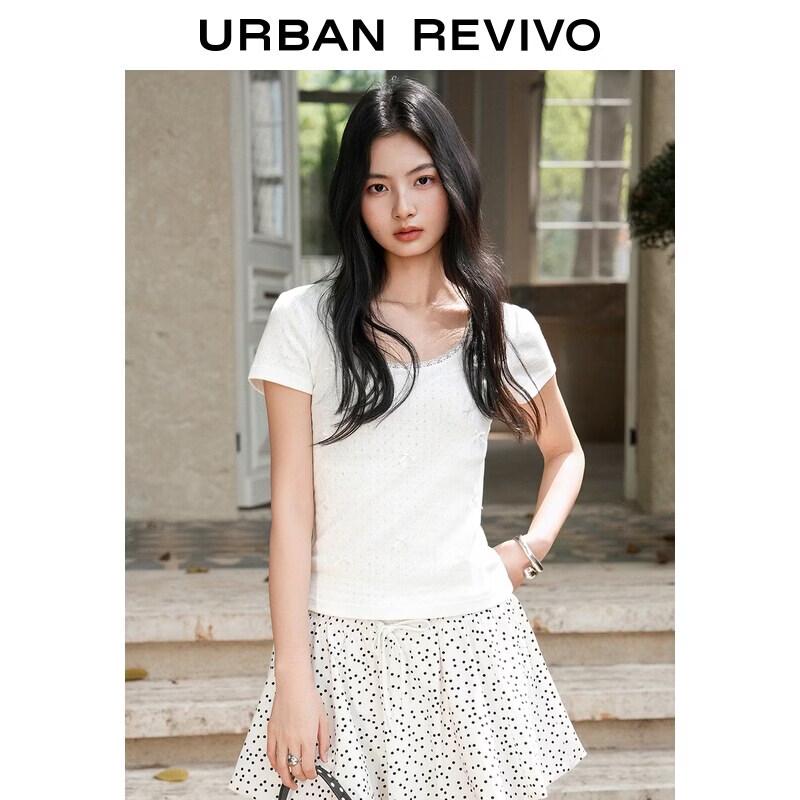 UR2026 Women's Urban Hollow Bow Cotton T-Shirt