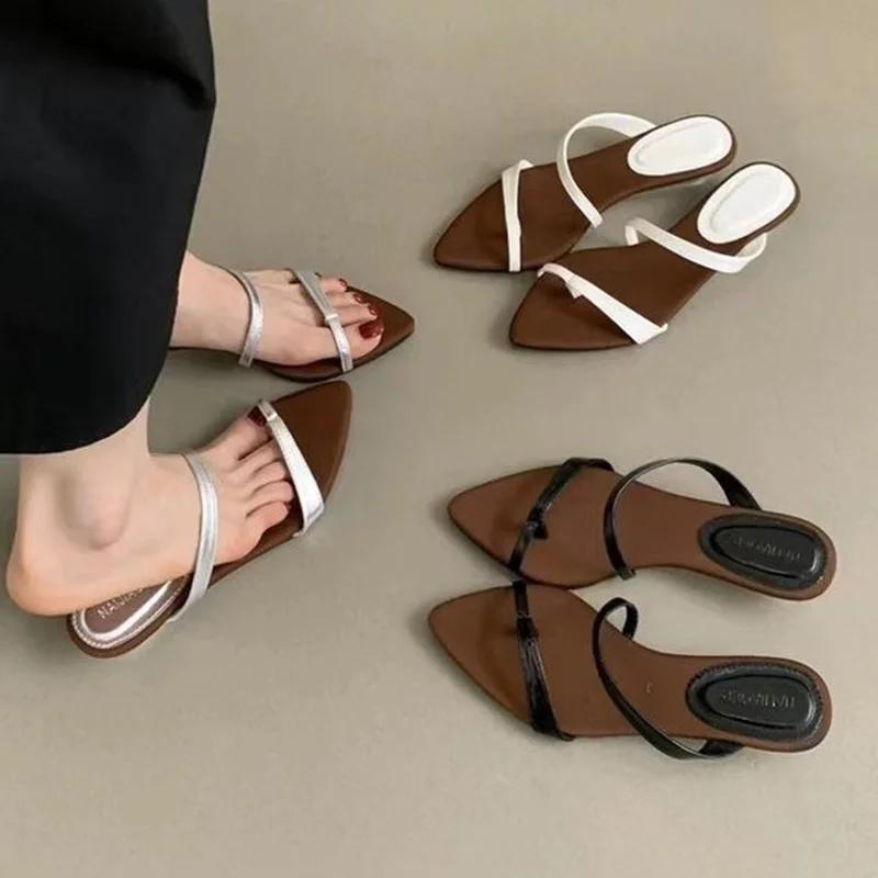Fashion Women Slippers Designer Heeled Sandals Fashion Woman Shoes 2025 Summer New Slides Elegant Flip Flops Beach Sandalias De Mujer