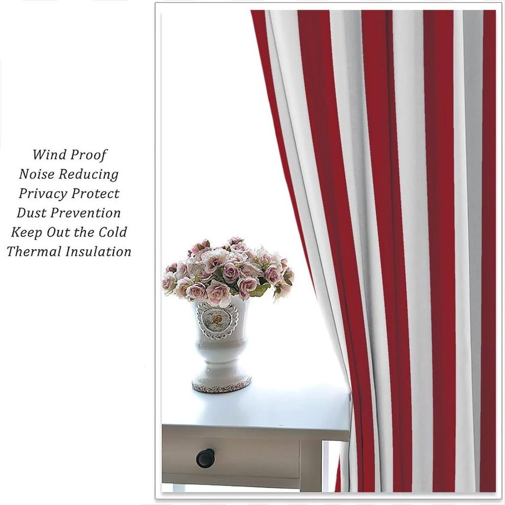 Red White Striped Curtains Vertical Stripe Geometric Modern Chic Style Curtain Bedroom Living Farmhouse Made Of Polyester Window Treatment