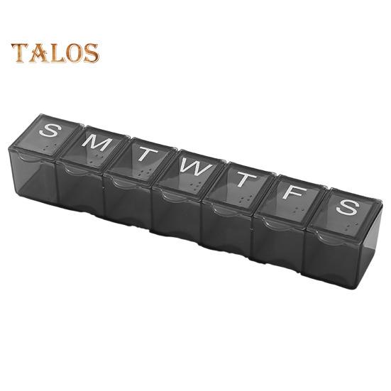 

Коробка для таблеток с отделениями, 7 сеток, еженедельная прозрачная крышка, с принтом даты, пылезащитный, влагозащищенный, портативный, для путешествий, на открытом воздухе, органайзер для планшетов, медицина чёрный