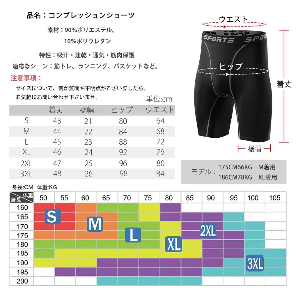 Sillictor Compression Short Sports Protection Size Small Men's Shorts, Leggings/Tights [UV + Sweat-Wicking & Quick-Drying], Half-Length, Black, 3325,