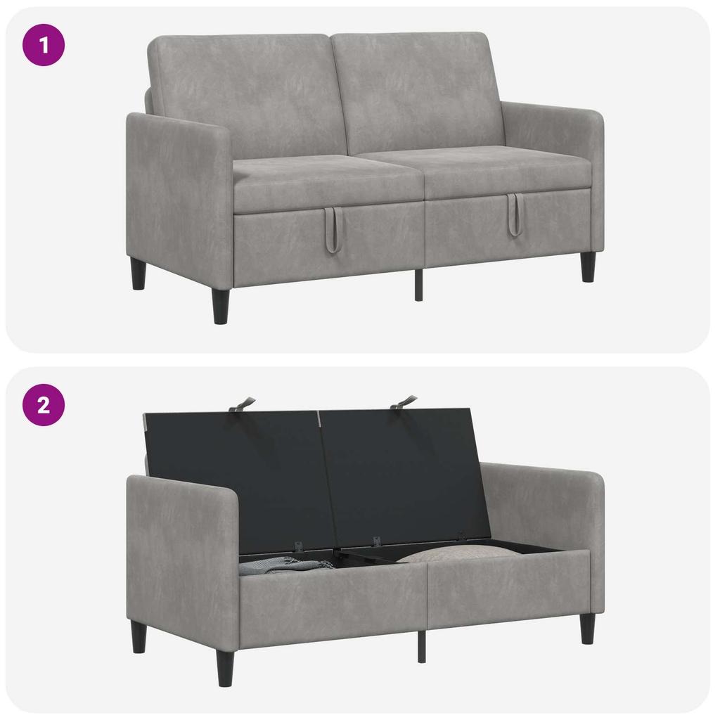Storage Sofa in Light Grey 152 x 78 x 87 cm Polyester