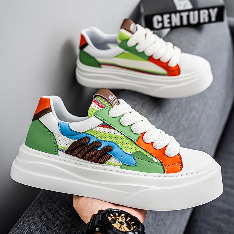 Spring Summer Rainbow Canvas Shoes Fashion Casual Men' Streetwear Sneakers Breathable Flat Vulcanized Sneakers Mens Trendy Shoes