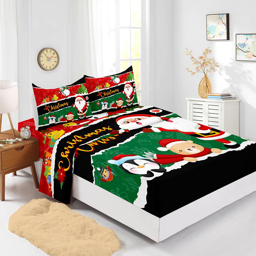 Popular Christmas Mattress Four-Piece Children'S Bedding Digital Printing Mattress Protective Cover