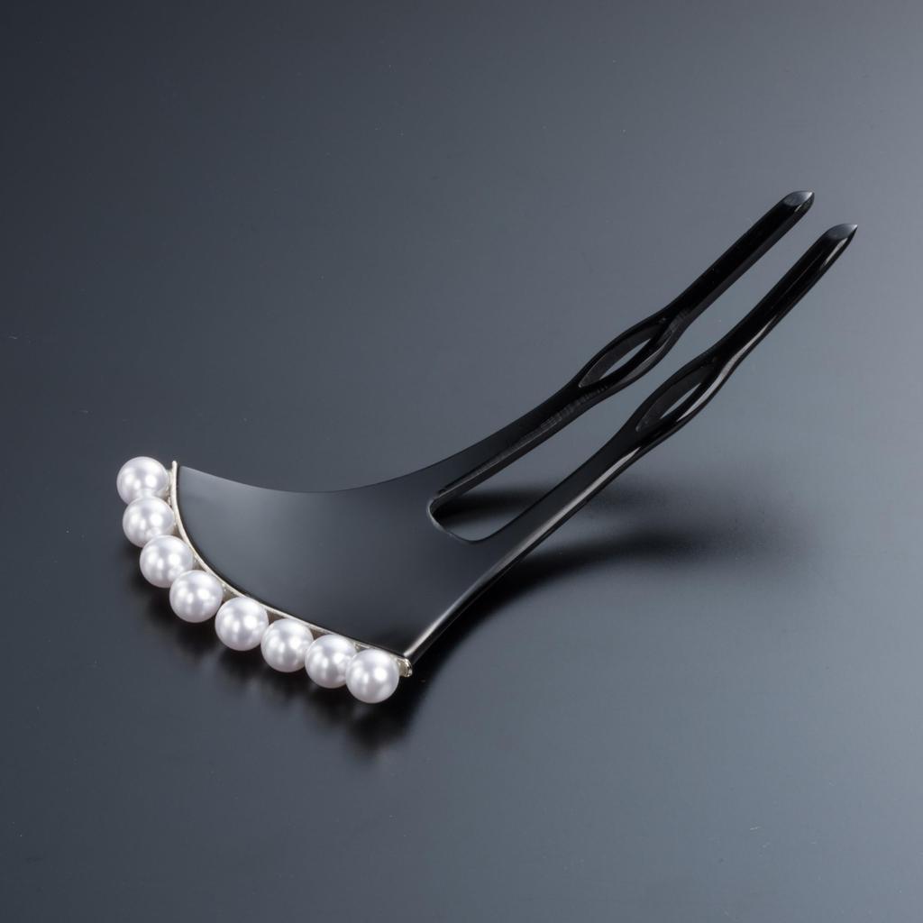 Wavy Pearl Hairpin Hair Ginkgo For Kimono Hair Ornament [Sanbi] [Small] Ornament, Hairpin, Hairpin, Type, Graduation, (Gold Line)