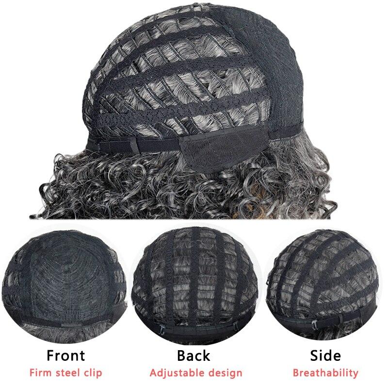 XINRAN Kıvırcık Doğal Siyah Gri Ombre Saç Isıya Dayanıklı Sentetik Peruk Kadınlar İçin Patlamalı Karışık Kahverengi ve Sarı Peruk