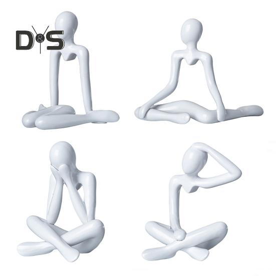 

4 шт. Золотая статуя мыслителя, абстрактная скульптура, пластиковые коллекционные фигурки, витрина для гостиной, домашний офис, декор 4pcs белый