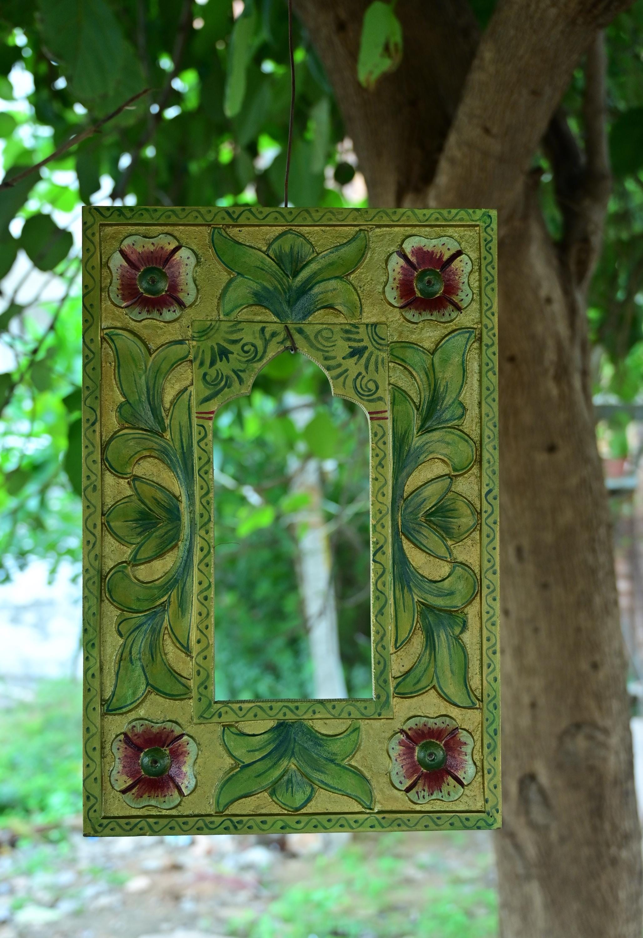 

Hand Carved Wooden Jharokha Wall Decor - Indian Flower Design 24” X 12” X 30” (l x w x h) різнокольоровий