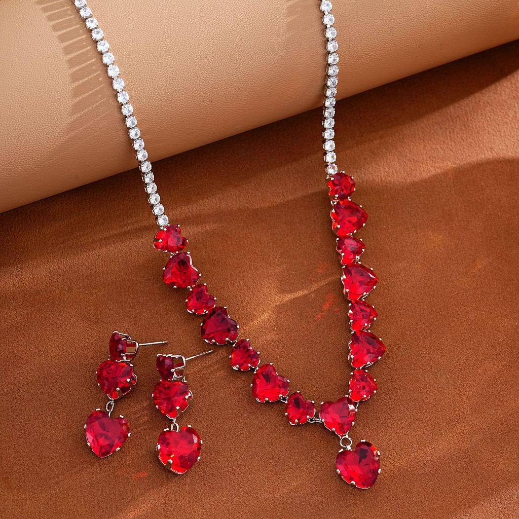Elegant Zirconia Water Drop Necklace & Earring Set - Versatile Luxury for Brides and Evening Wear