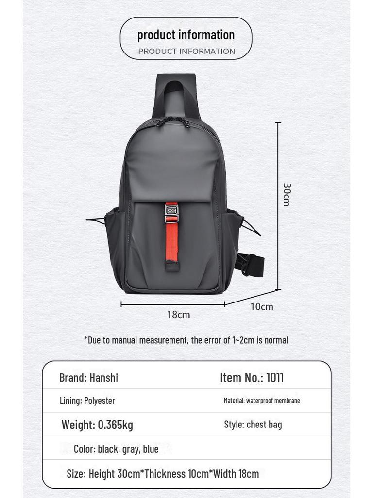 Trendy Waterproof Men's Chest Bag for Commuting and Leisure Travel - Fashionable Unisex Shoulder Messenger Bag