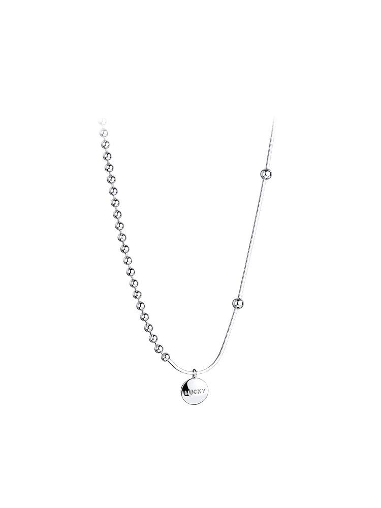 Su Chuang S925 Sterling Silver Lucky Bean  Letter Pendant Necklace for Women – Simple Cold Aesthetic Clavicle Chain 925 Silver