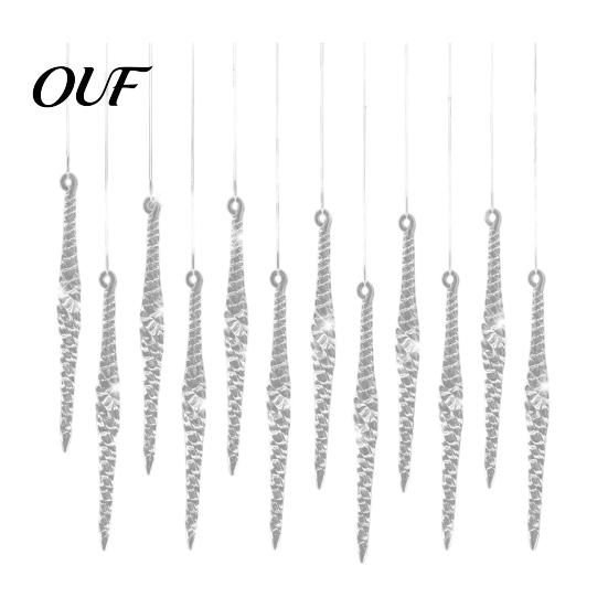 Seasonal Home Holiday Accents 12Pcs Spiral Icicle Ornaments, Christmas Twisted Hanging Decor, Transparent Winter Wonderland Party Supplies Pendants