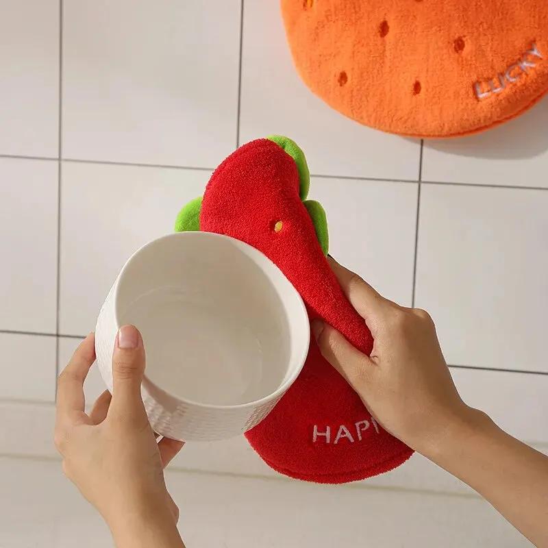 Thickened Coral Fleece Hand Towel Absorbent Hanging Kitchen Towel Lazy Style Soft Towel for Home Kids' Friendly