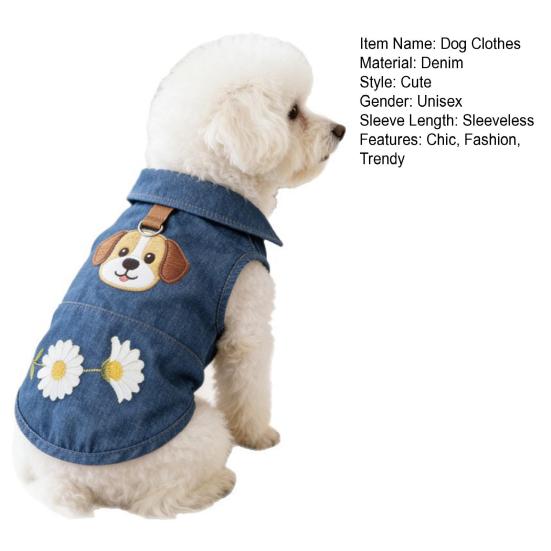 Hundebekleidung für kleine bis mittelgroße Hunde: Sommerliches Jeanshemd mit Leinenring, weiches, atmungsaktives Sweatshirt, ärmelloses Haustieroutfit