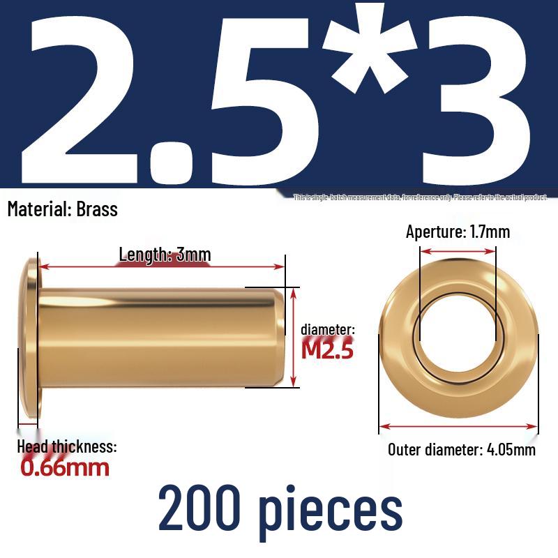Pure Brass Hollow Rivets & Copper Eyelets Fasteners M1.3–M5