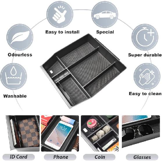 Center Console Organizer for Ford F150    2024 Armrest Car Storage ABS Accessories Storage ert Tray Secondary Box