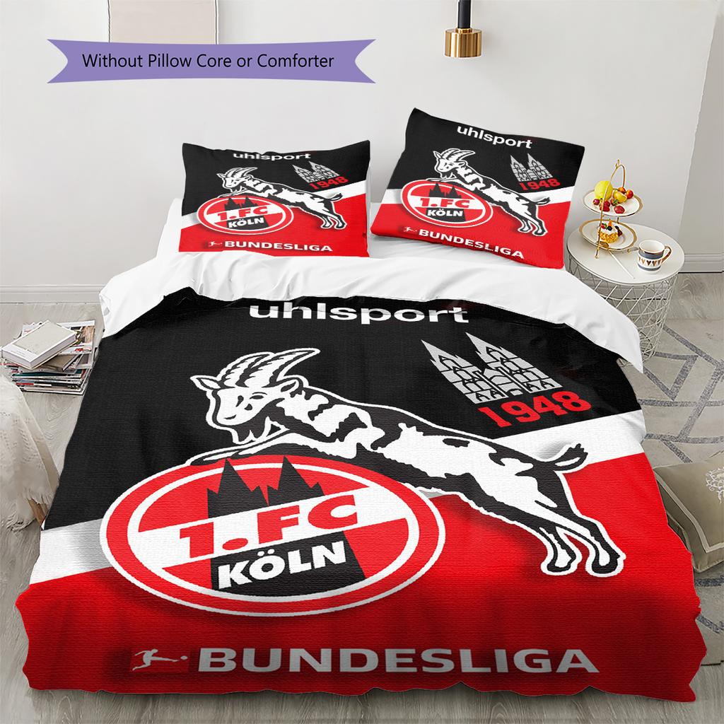 1. FC Köln Pattern Bedding Set Quilt Cover Pillowcase Home Decor Gift (1 * Duvet Cover + 2 * Pillowcase, Without Core)