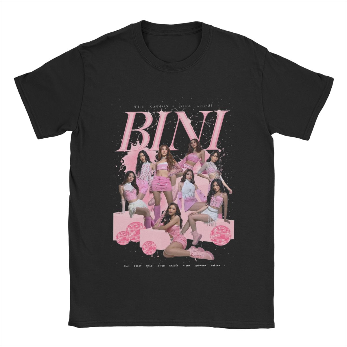 

Novelty BINI Pink T-Shirt for Men Round Collar Pure Cotton T Shirts Short Sleeve Tee Shirt New Arrival Tops 5XL різнокольоровий