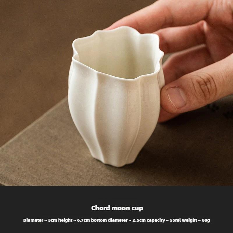 Grass, Ash, Lace, Main Single Cup Ceramic Tea, Kung Fu Tea Set, Tea Tasting Aroma Cup, Simple Tea Cup