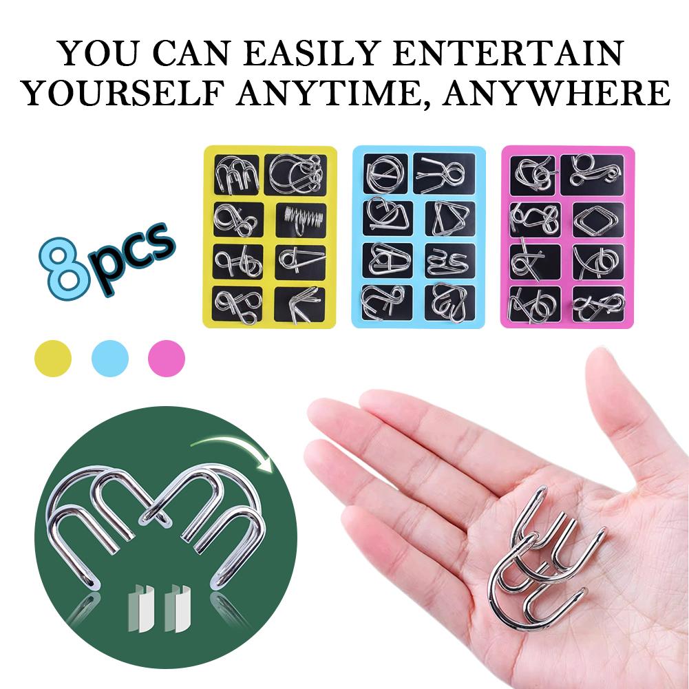Metal Puzzle Ring Set Metal Puzzle Ring Brain Teaser 3d Wire Game for Kids Adults Mind Logic Iq Test Educational Toy for Boys