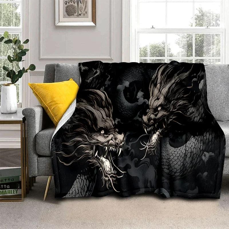 29 Style New Chinese Loong Dreamy Dragon Cartoon Blanket,Soft Throw Blanket for Home Bedroom Bed Sofa Picnic Travel Office Cover