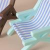 112 Mini Scale Foldable Beach Chair for Dollhouse Striped Deck Chair Outdoor Mini Furniture for Kids Room Decor