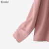 ZANZEA Blusa Casual da Donna a Girocollo a Maniche Lunghe e Ampia a Tinta Unita