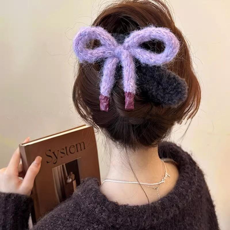 Plush Bow Hair Clip Large Duckbill Clip New Hair Accessory Fashion Women Hair Styling Barrette Elegant Headwear Hair Decoration