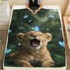 1Pc Animalsthatyawn Print Flannel Blanket, High quality Comfortable for All Seasons, Home Decor, Warmth and Comfort, Perfect for Christmas Gifts