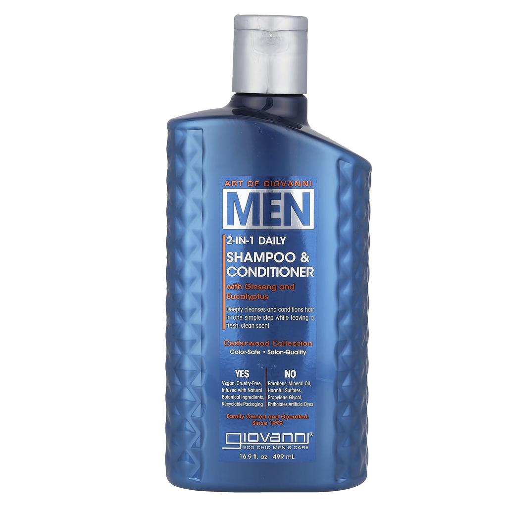 Art Of Giovanni, Men's 2-in-1 Daily Shampoo & Conditioner with Ginseng and Eucalyptus, 499 Ml (16.9 Fl Oz)