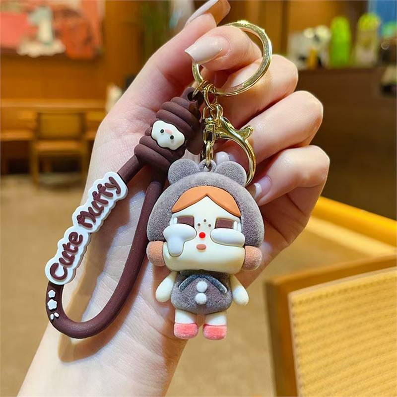 

Креативный флокированный брелок в виде плачущего ребенка, плачущая девочка, милая мультяшная кукла, подвеска для сумки, маленький подарок 1PCS серый