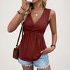 Bluse Casual da Donna a Maniche Corte con Scollo a V Davanti in Tessuto Morbido Camicie da Donna a Maniche Corte per l'Uso Quotidiano