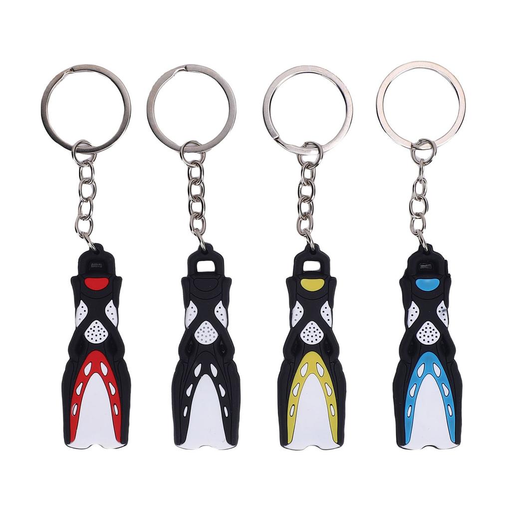 4pcs Silicone Dive Fin Keychains Decorative Scuba Diving Flippers Keyrings Diving Keepsake Present