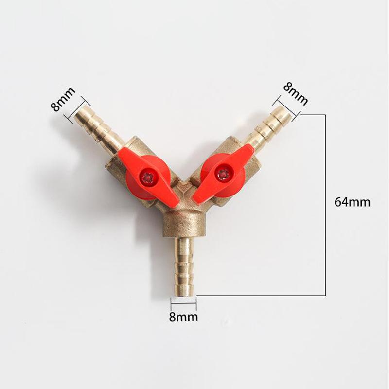 Brass Y 3 Way Shut Off Ball Valve with 8mm 10mm Hose Barb Connector for Water Air Control System Leakproof Design