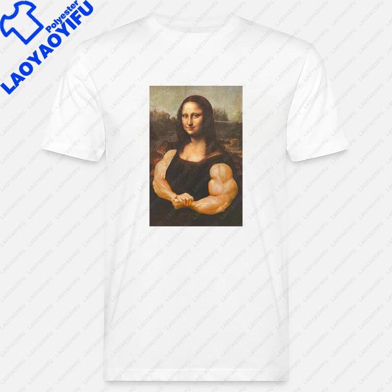 Funny Mona Lisa Bodybuilding T Shirt Muscles Gym Parody Hilarious Painting Casual Graphic Tshirts Camise Fashion Short-sleev Tee