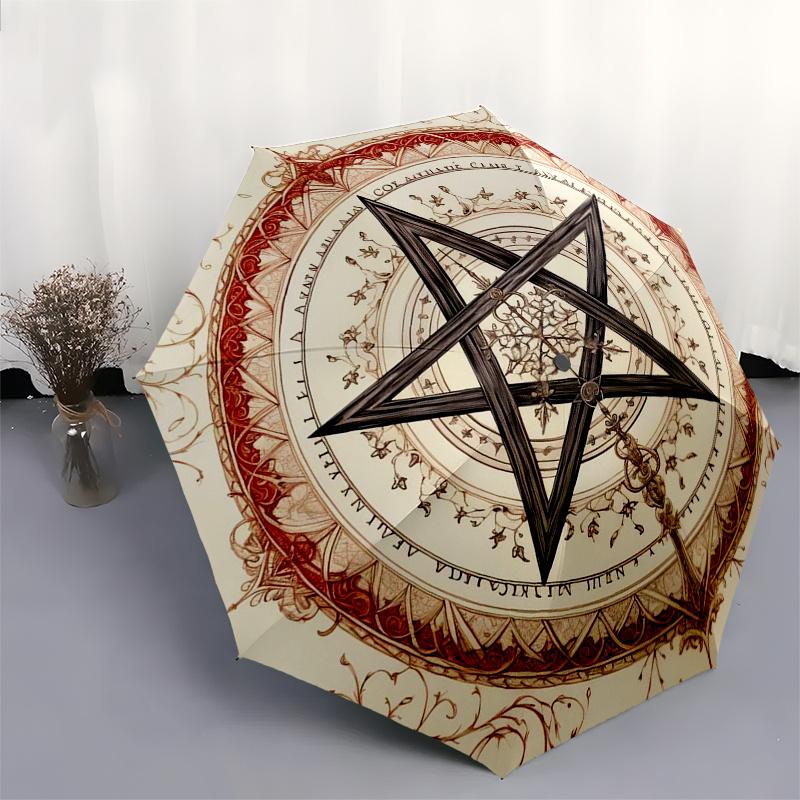 Enchanted Pentagram Symbol Decorative Wall Art Print Umbrella, Christmas Gift Y355