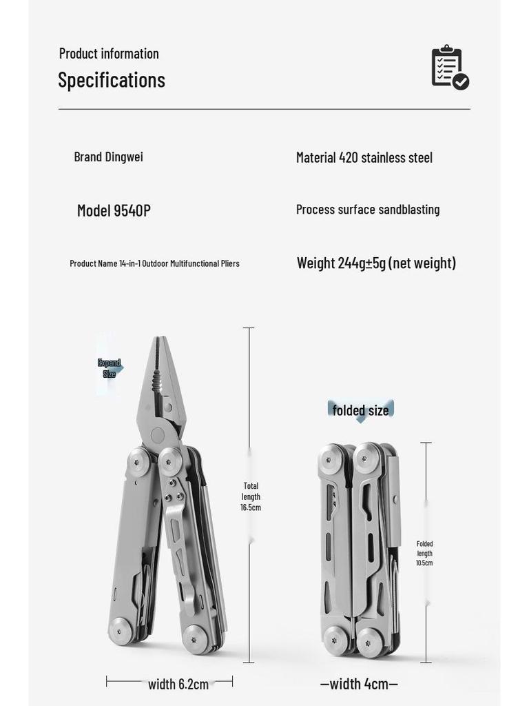 Folding Multifunctional Needle-nose Pliers & Small Knife for Outdoor Camping