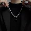 Black Zircon Starburst Necklace & Cross Chain: Versatile High-End Design for Women & Men